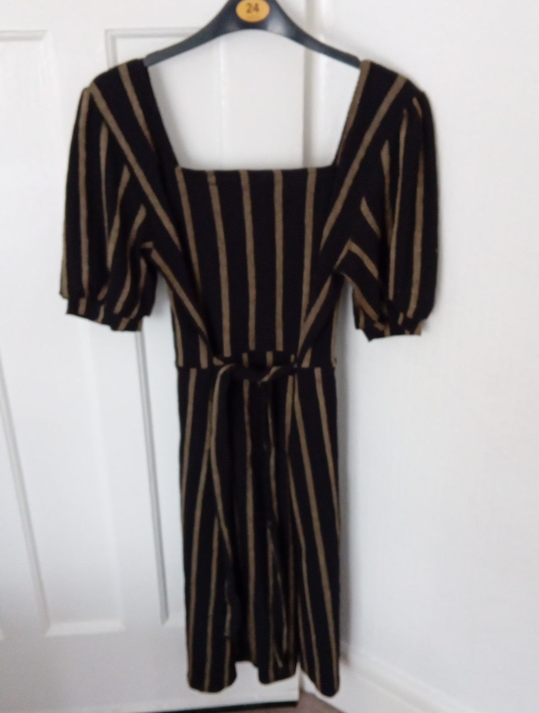Ladies F&F Black And Gold Stripe Dress Size 12
