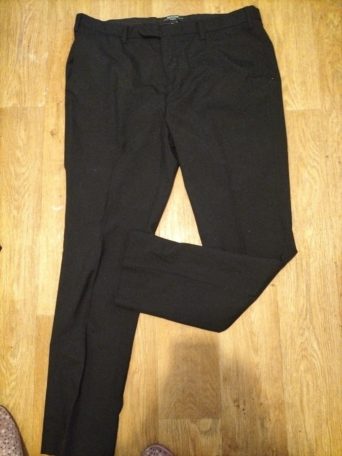 Mens Cedarwood State Size 40R Black Slim Fit Trousers