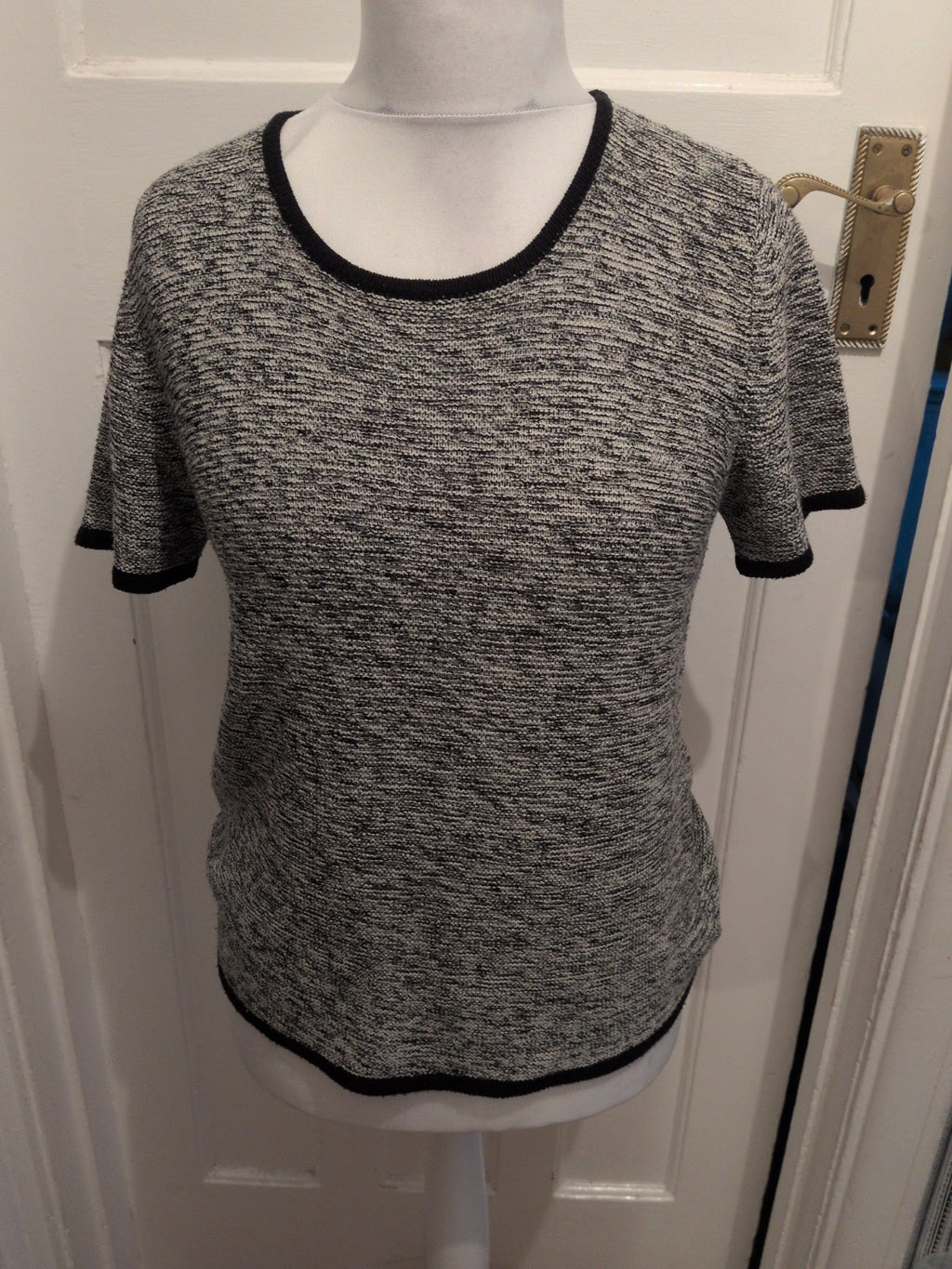 Alexon 12-14 Grey Flecked Short Sleeve Blouse/T-shirt