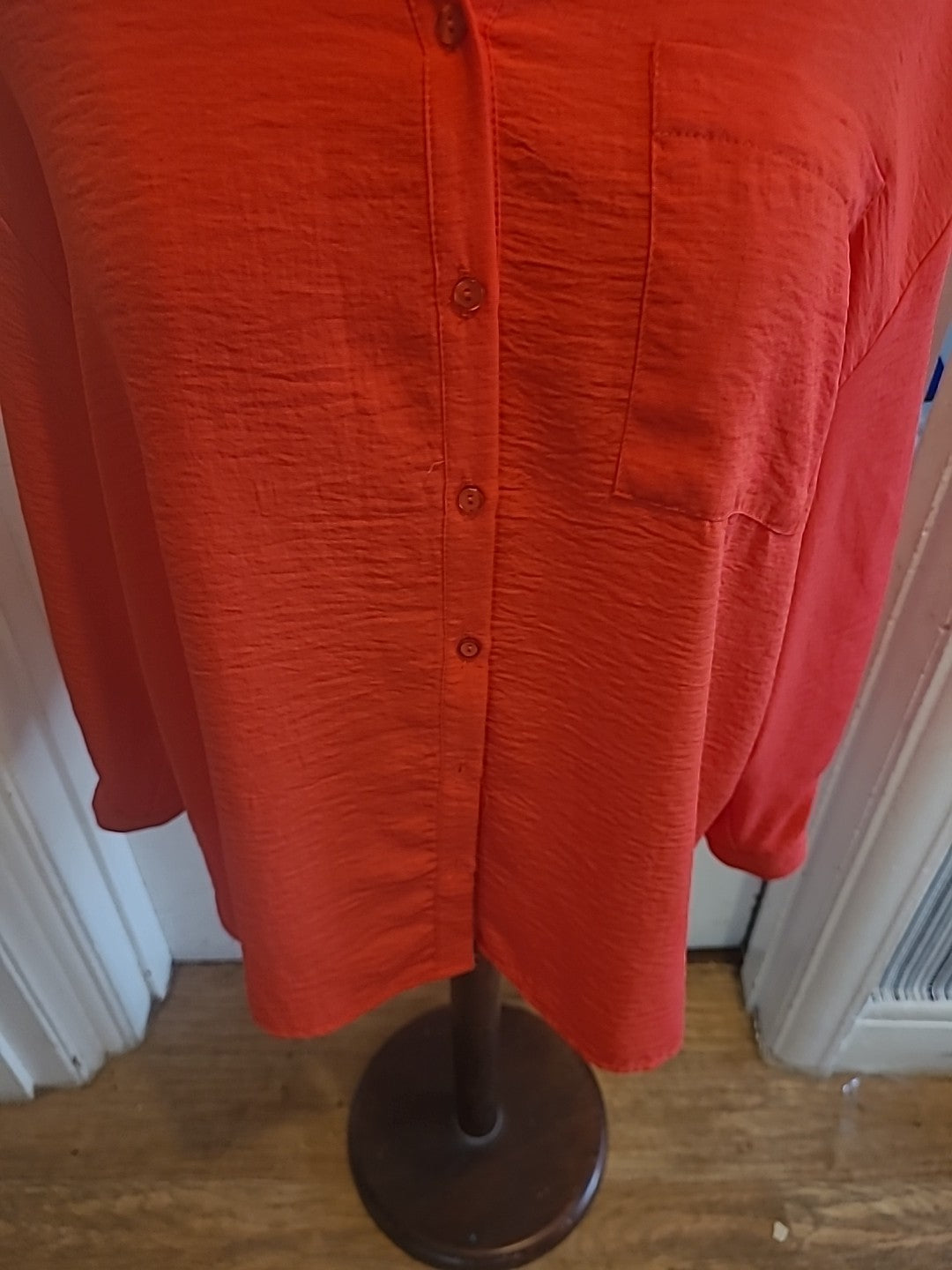 Ladies New Look Size 10 Red Long Sleeved Oversized Blouse