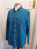 Mens Chaps Size Medium Turquoise Check Easy Care Long Sleeved Shirt