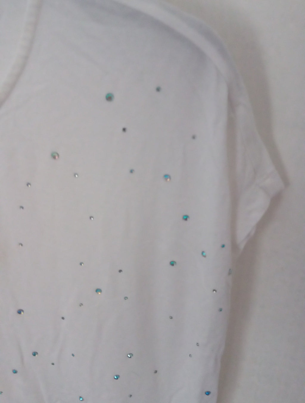Ladies White T.shirt With Sequins Size 8 TU