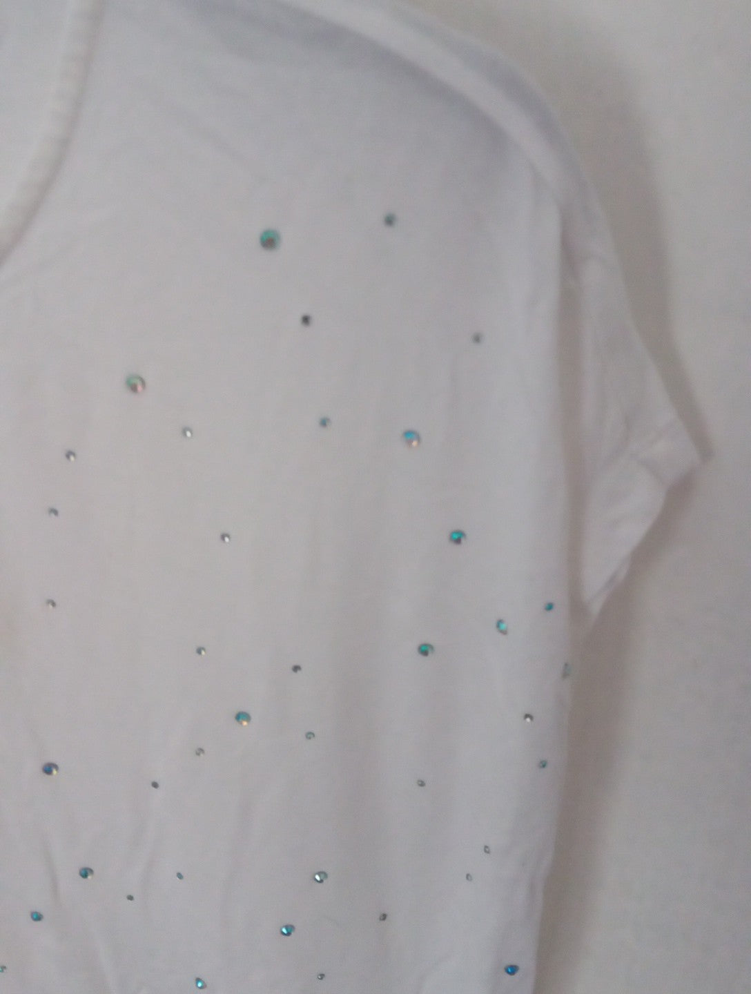 Ladies White T.shirt With Sequins Size 8 TU