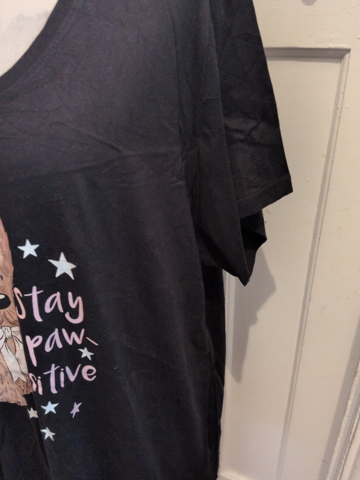 Yours 26-28 Black Print Dog Short Sleeve Pyjama Dress Top