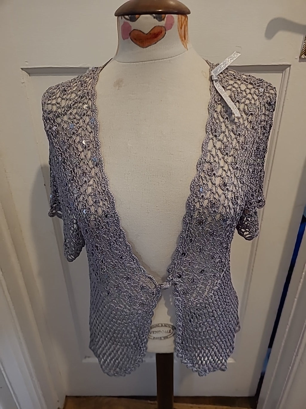 Ladies Anna Rose Collection Size XL Silver Lace Blouse