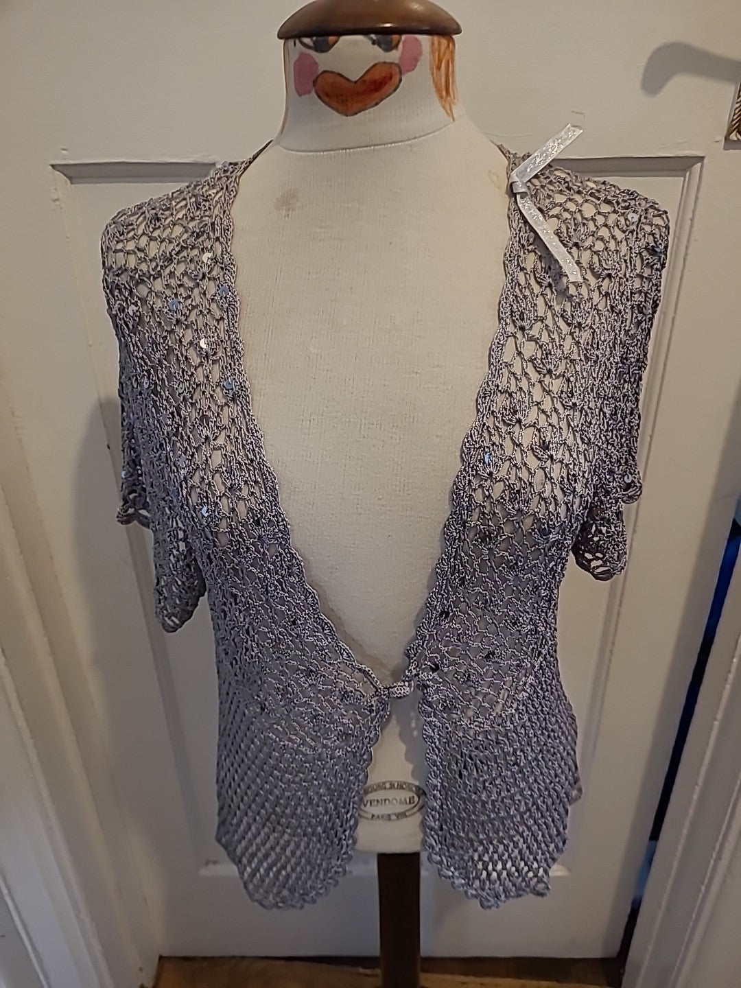 Ladies Anna Rose Collection Size XL Silver Lace Blouse