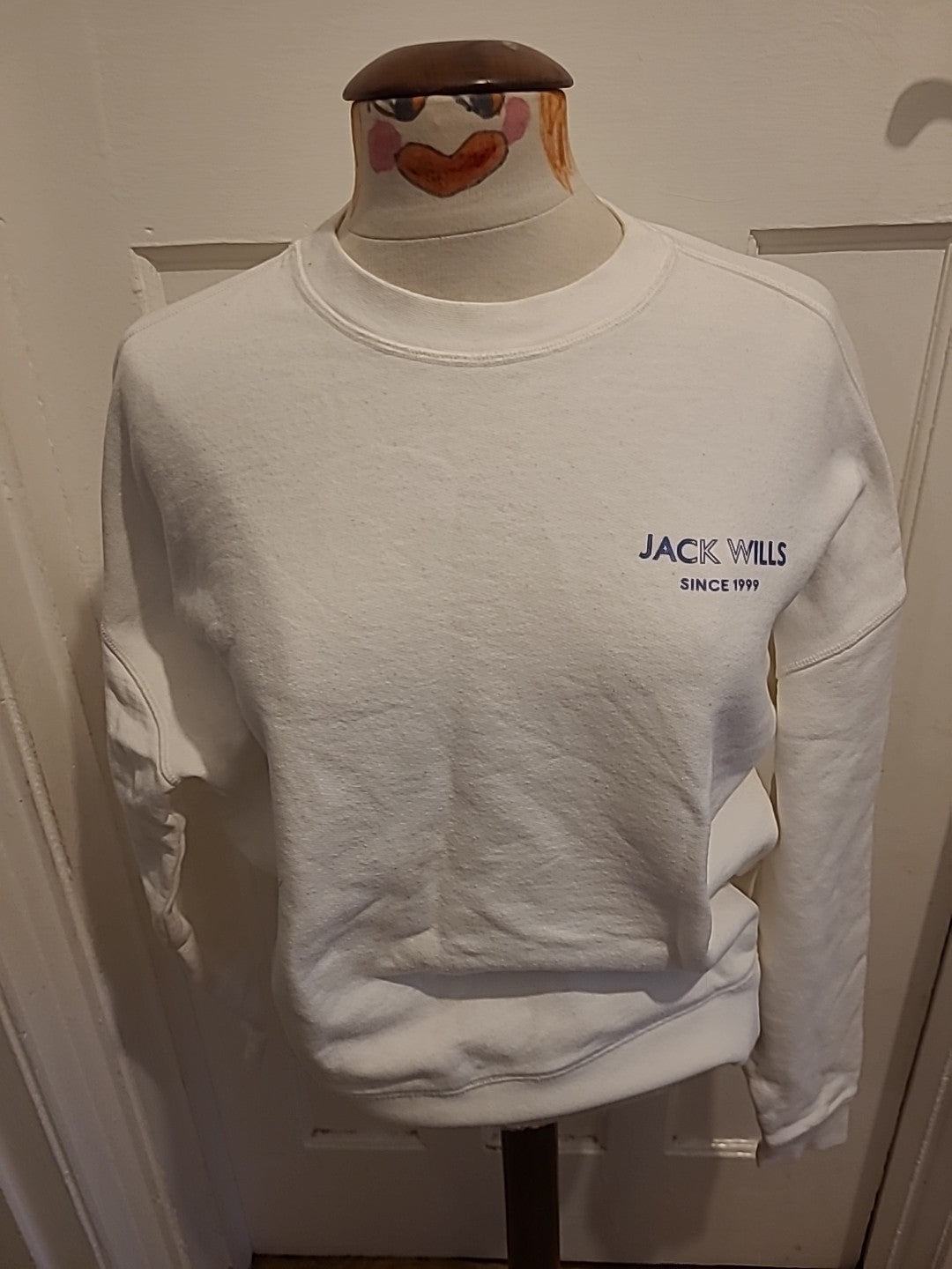Ladies Jack Wills Size 8 White Print Sweatshirt(Marks On Front)