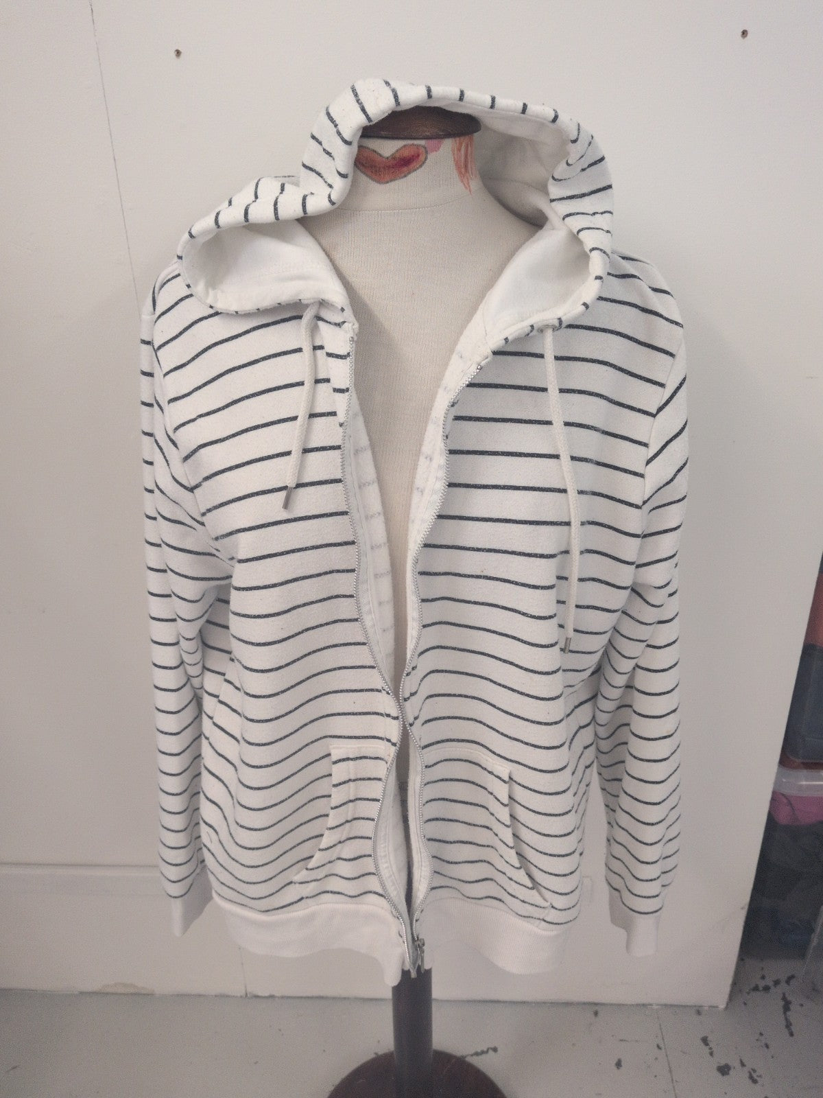 Primark 20 Navy Stripe Full Zip Hoodie Small Mark On Front