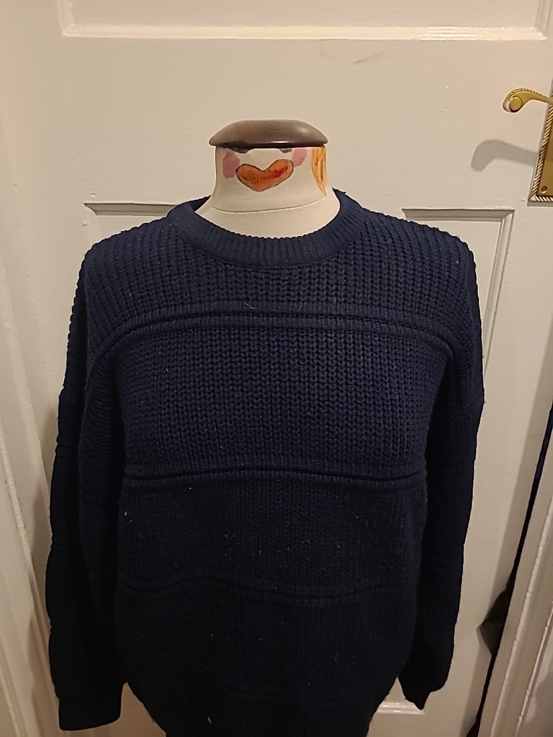 Mens C&A Size 102 Navy Knitted Pullover Jumper