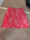 Topshop 10 Red And White Short Flare Skirt