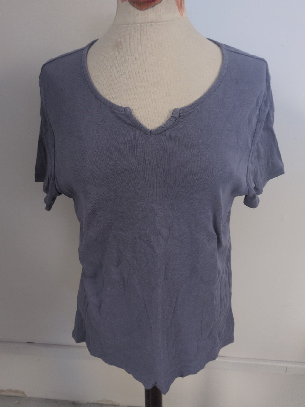 Bonmarche 16 Blue V Neck Short Sleeve T-shirt