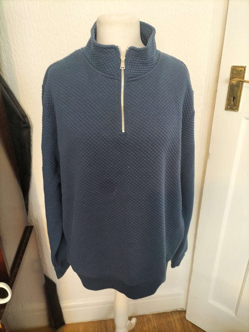 Mens Peacocks Size XL Navy Long Sleeved Textured Jumper Pullover
