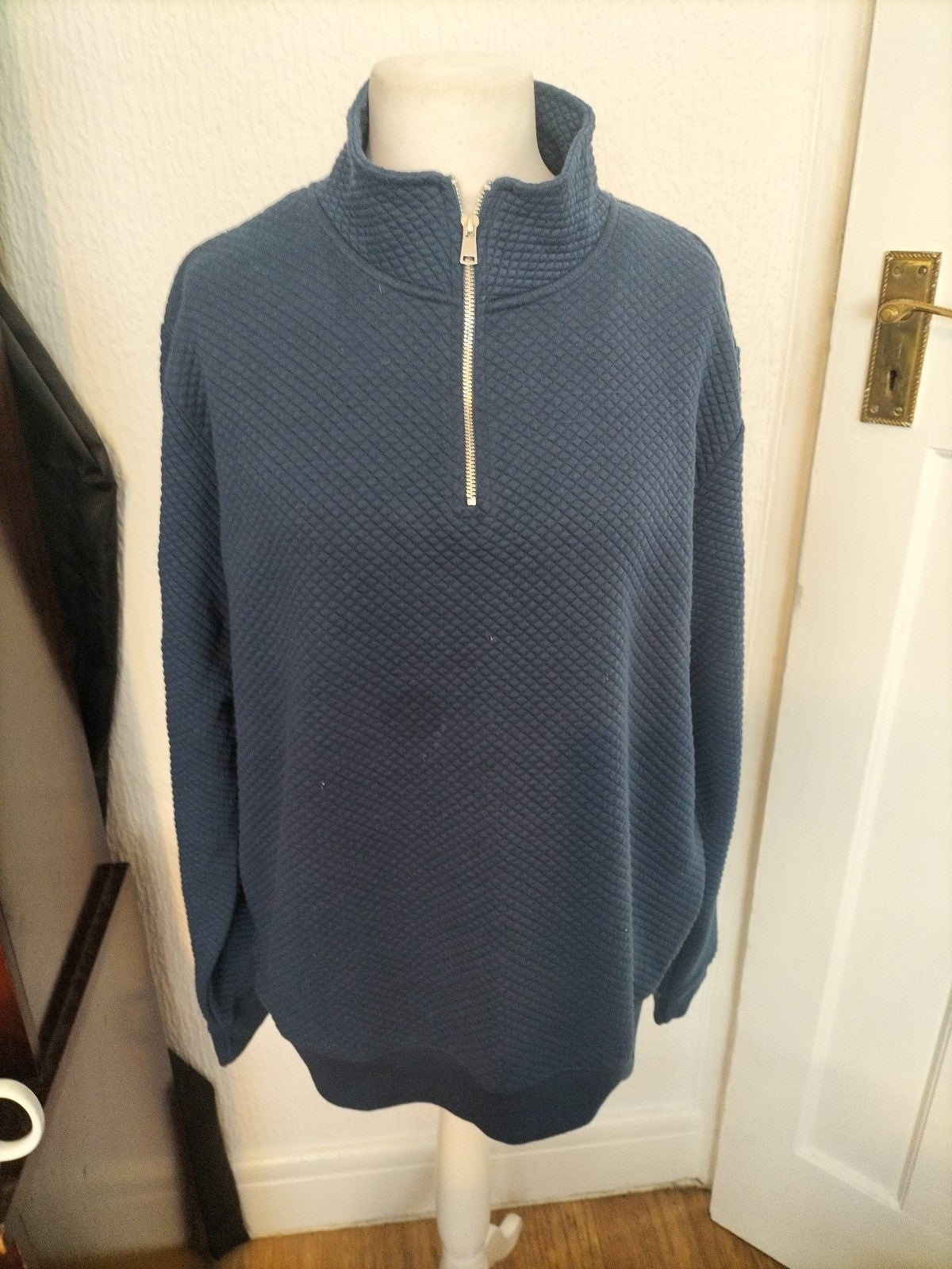 Mens Peacocks Size XL Navy Long Sleeved Textured Jumper Pullover