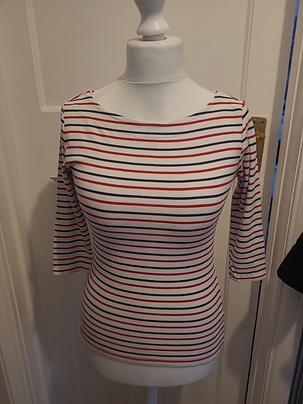 Ladies Nutmeg Size 10 Multicoloured Striped Long Sleeved Blouse