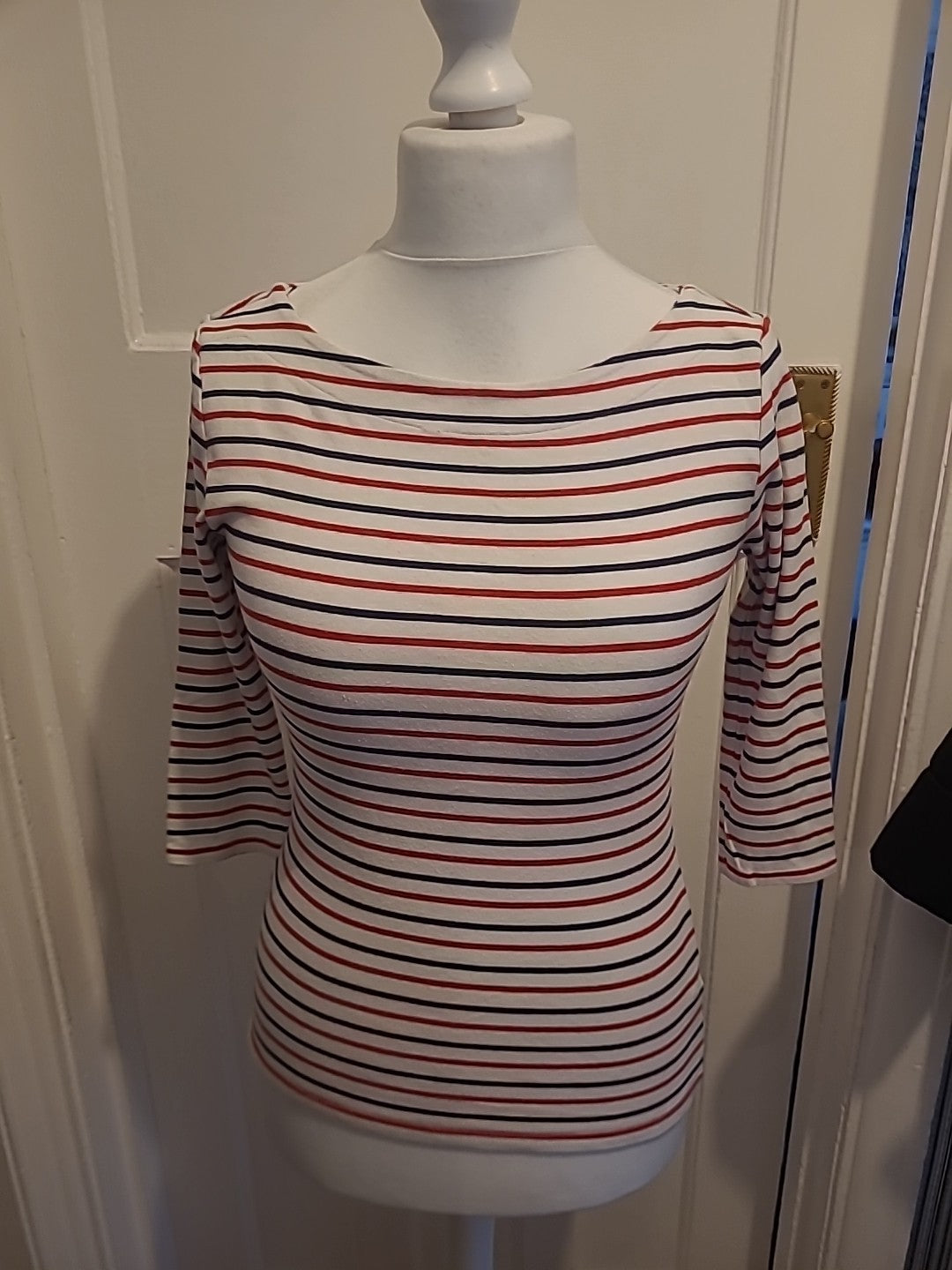 Ladies Nutmeg Size 10 Multicoloured Striped Long Sleeved Blouse