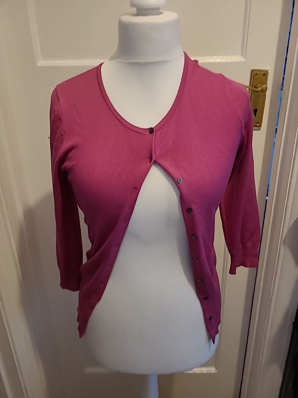 Ladies Size Small Cerise Long Sleeved Cardigan