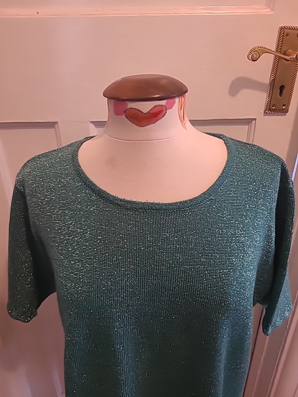 Ladies Honor Millburn Size 22-24 Teal Shimmer Short Sleeved Blouse