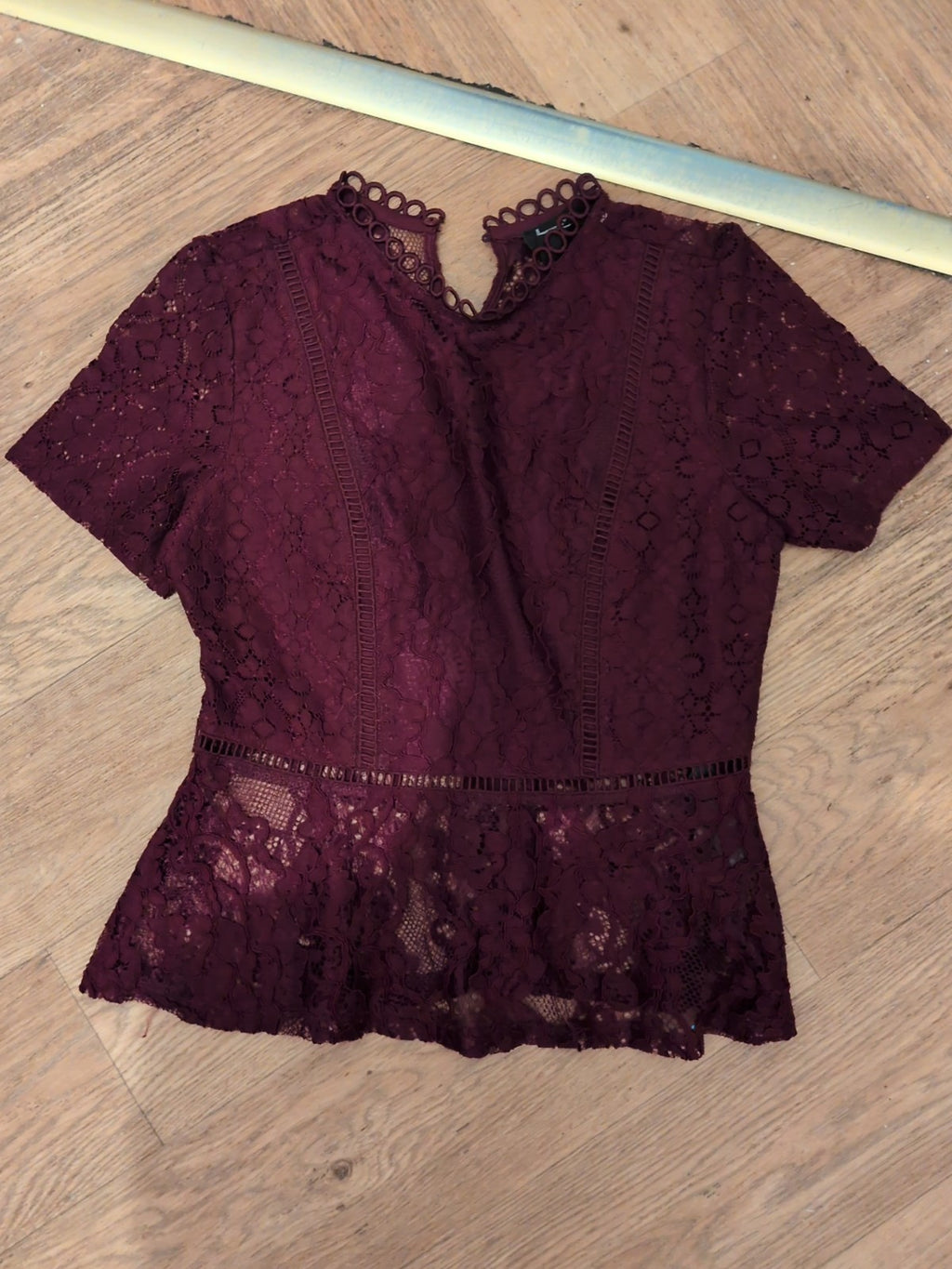 New Look 12 Dark Purple Pattern Material Short Sleeve Blouse