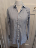 John Lewis 16" Blue And White Long Sleeve Tailored Fit Shirt