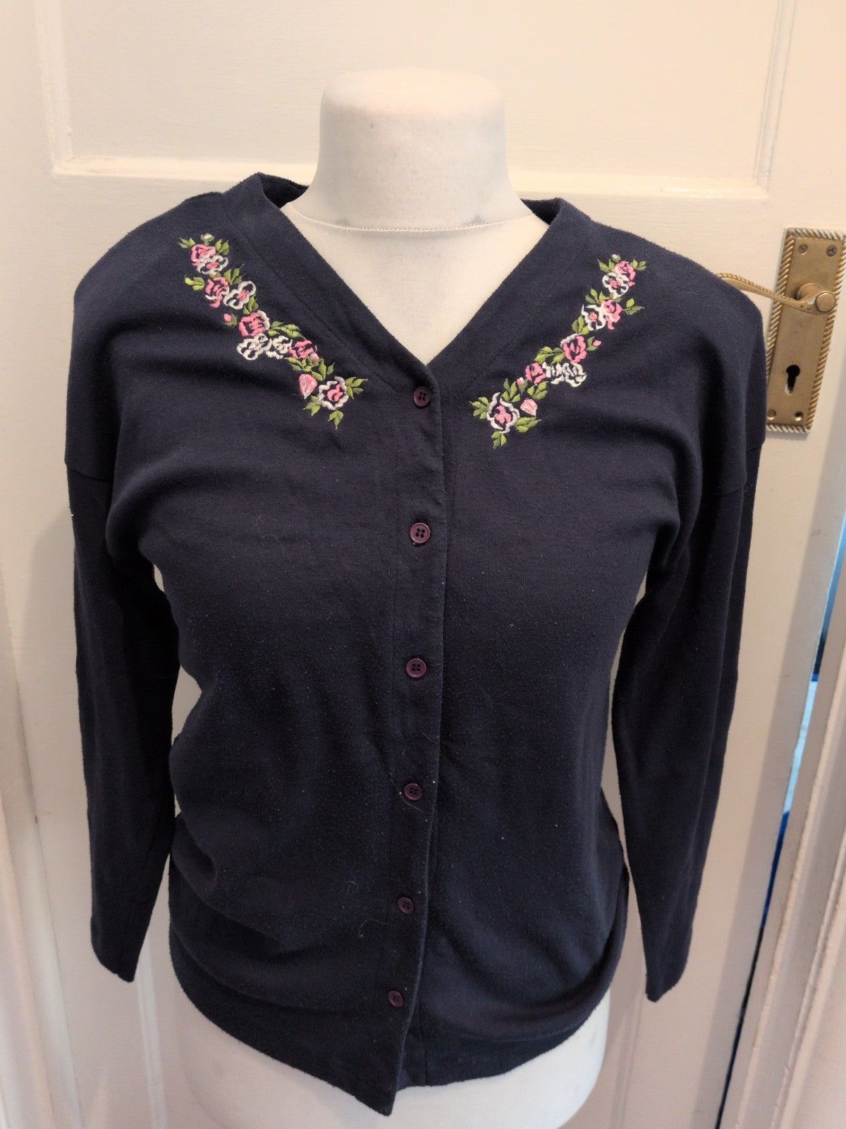 Canda 12 Navy Floral Long Sleeve Cardigan