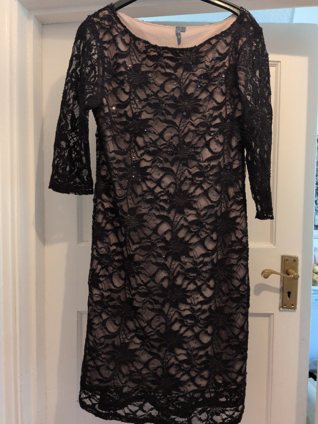 Evie 16 Black Lace Lined Long Sleeve Dress