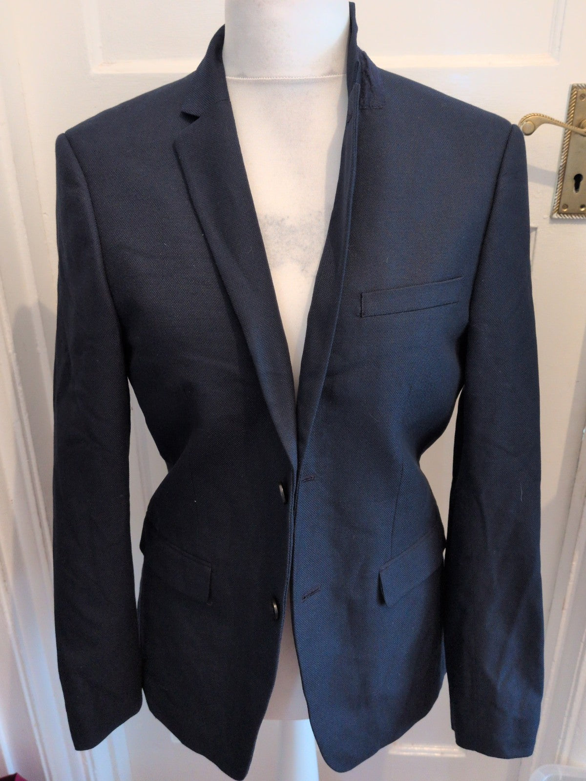 Topman 40R Navy Lined Padded Suit Jacket