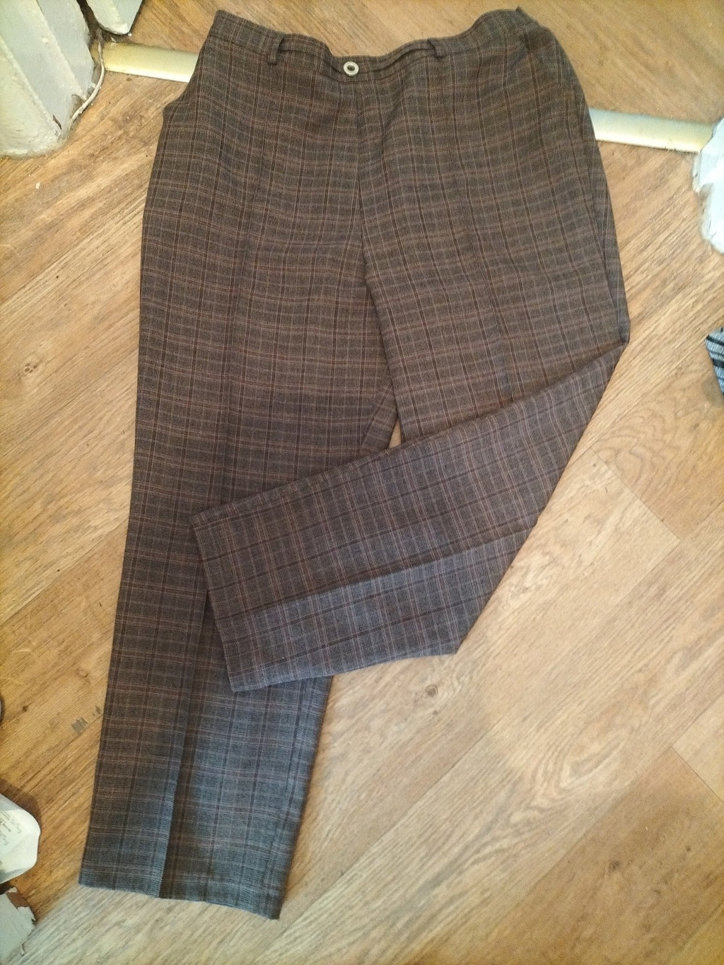 Marks And Spencer 18 Short Chocolate Elasticated Check Trousers