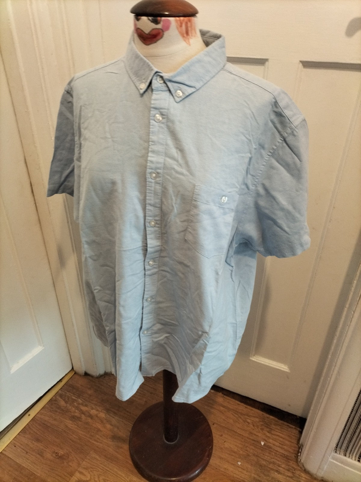 Mens Primark Size 2XL Pale Blue Short Sleeved Shirt