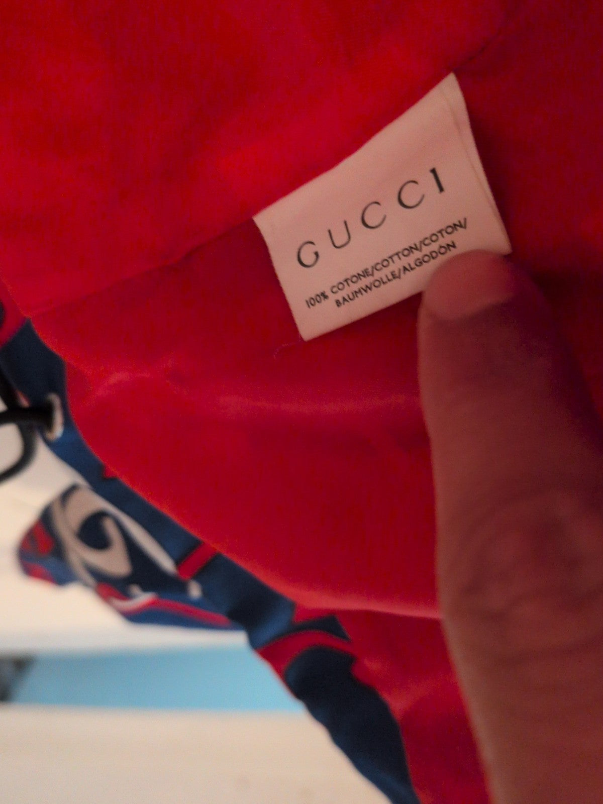 Ladies Gucci Large Blue And Red Rain Coat