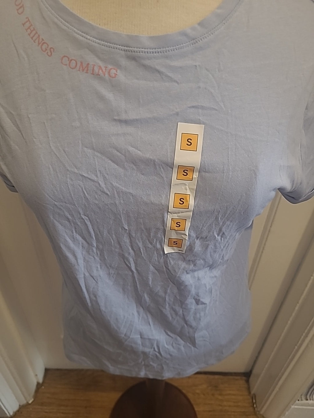 Ladies Marks And Spencer Size Small Ice Blue Short Sleeved Pyjama Top