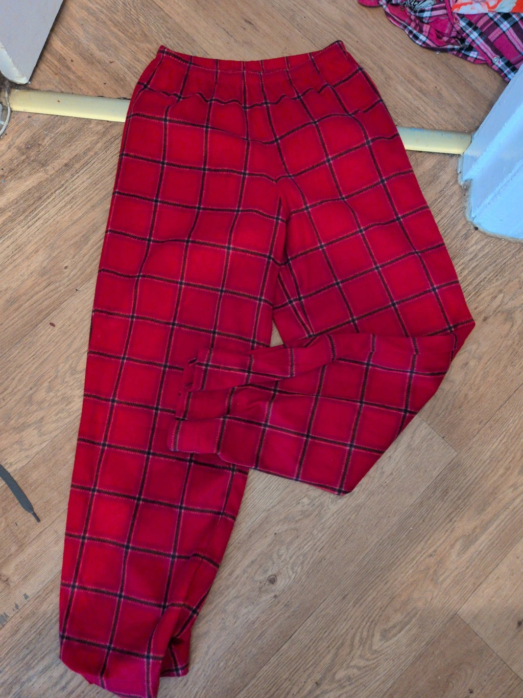 Marks And Spencer Small Red Check Elasticated Pyjama Bottoms