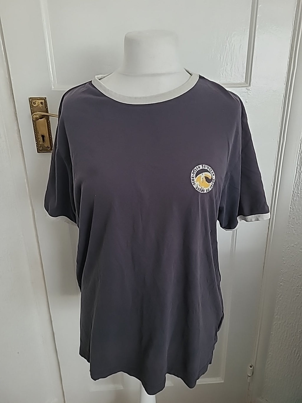 Mens Fat Face Size L Grey Round Neck Short Sleeve T-shirt