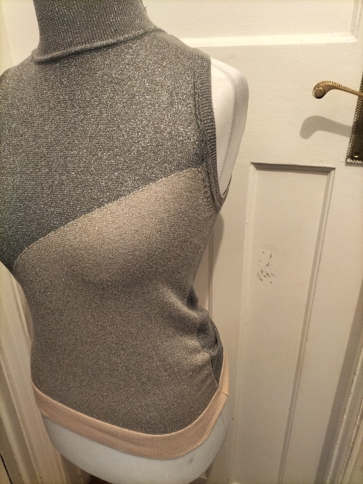 Ladies River Island Size 10 Silver Shimmer Sleeveless Top