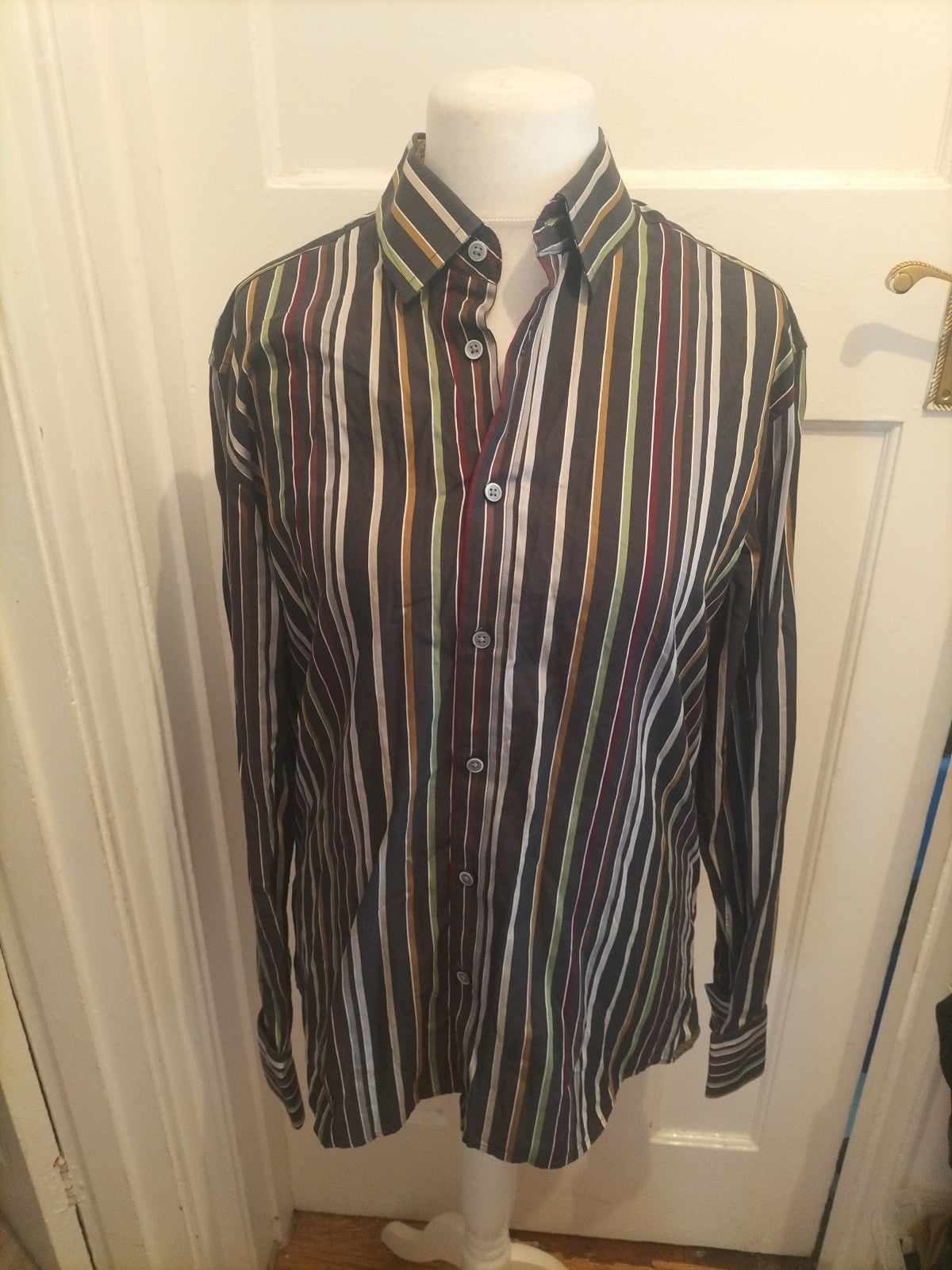 Autograph Large Luxury European Fabric Striped Shirt Long Sleeve