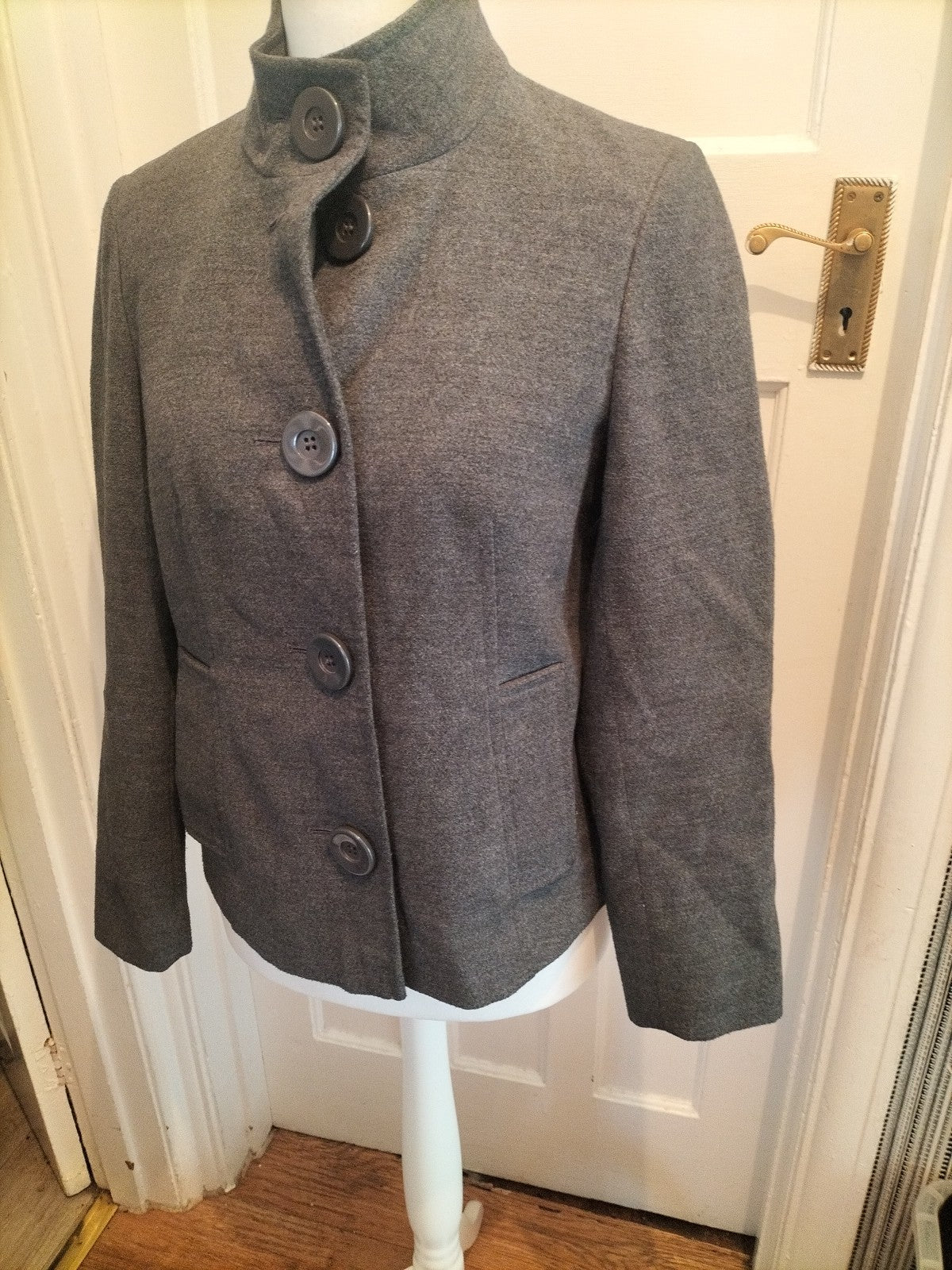 Ladies Debenhams Size 12 Grey High Neck Lined Jacket