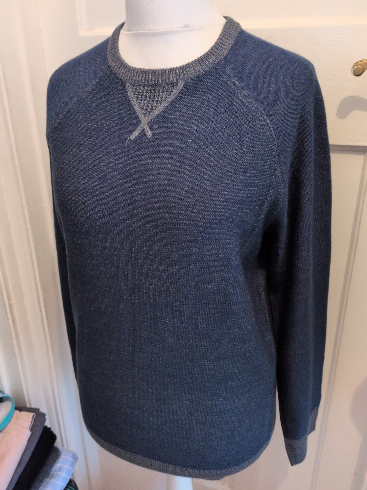 Easy M Navy And Grey Long Sleeve Pullover Jumper
