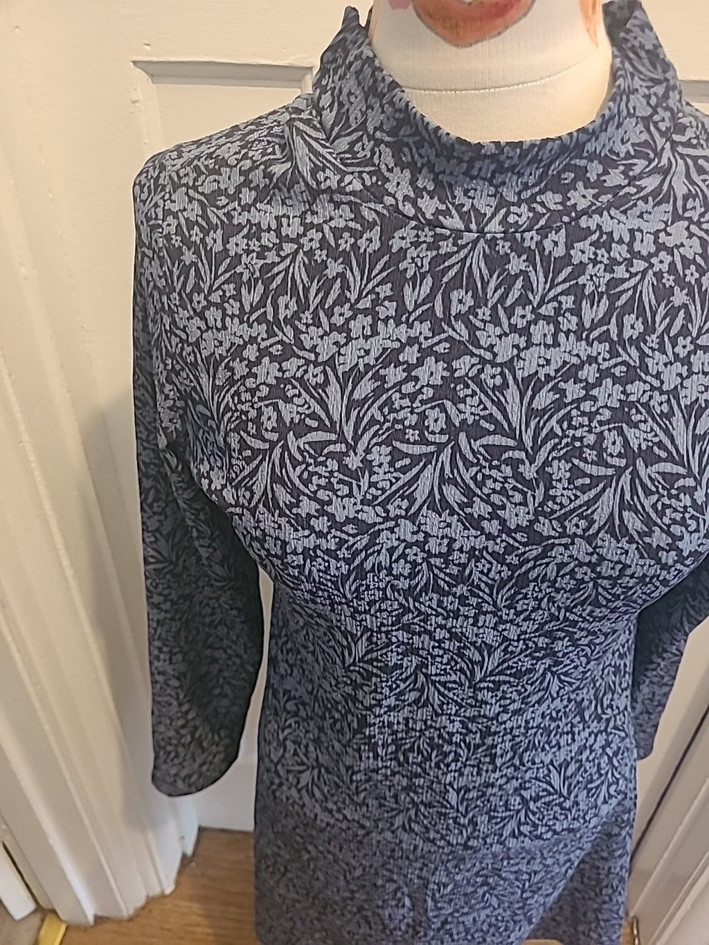 Ladies George Size 10 Two Tone Blue Long Sleeve Dress