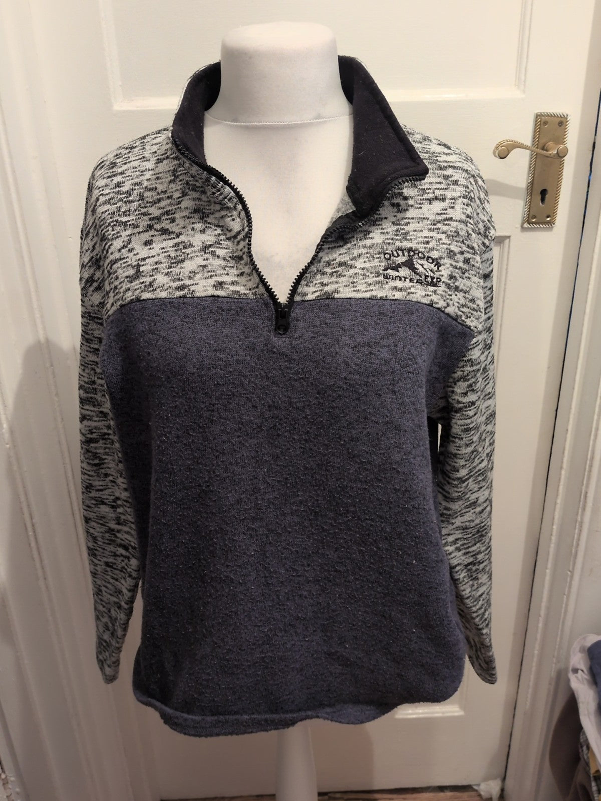 Mens Atalaformen 2XL Navy White Black Fleck Long Sleeve Junper