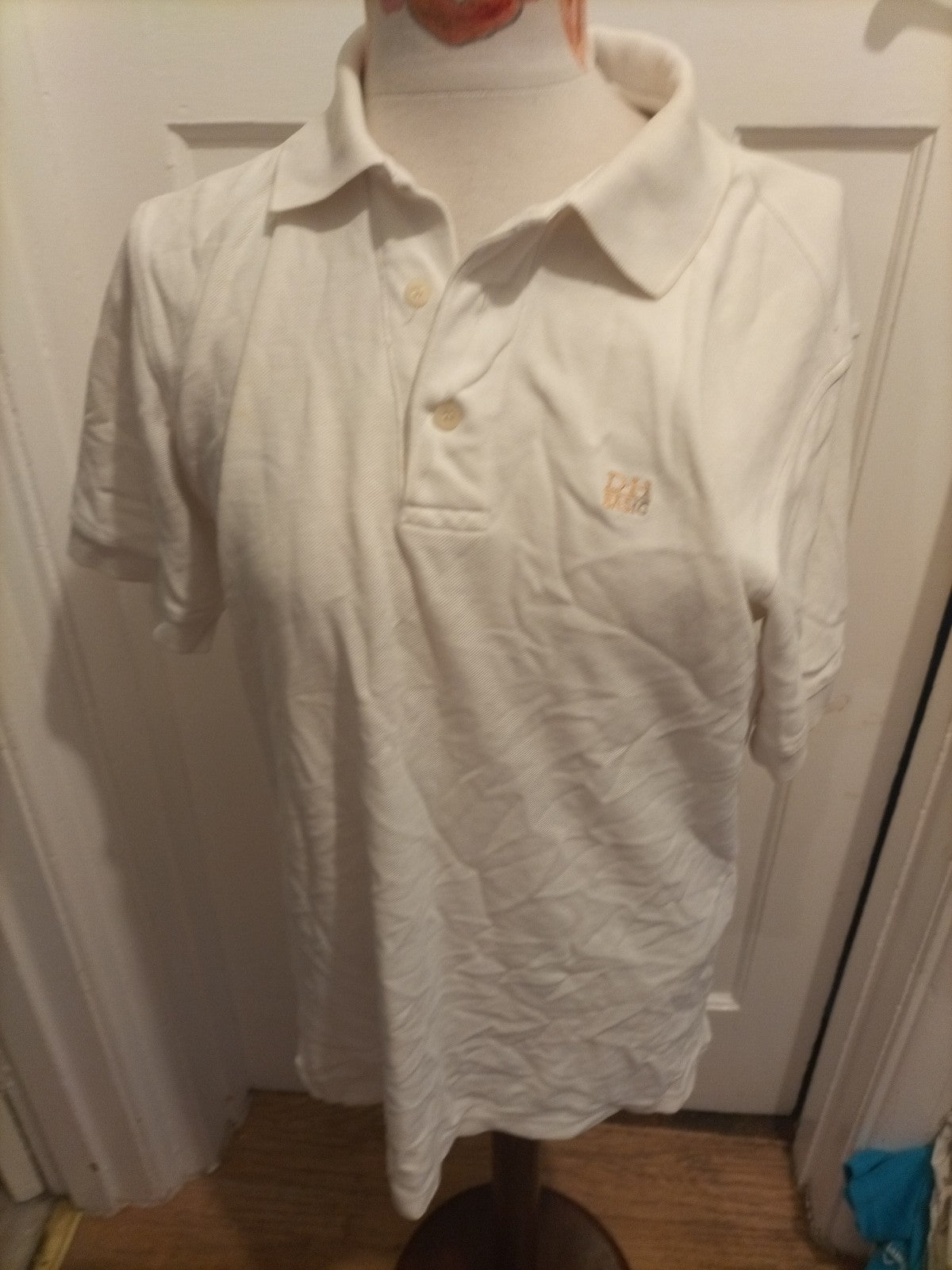 Mens Daniel Hechter Size Medium Cream Short Sleeve Polo Shirt