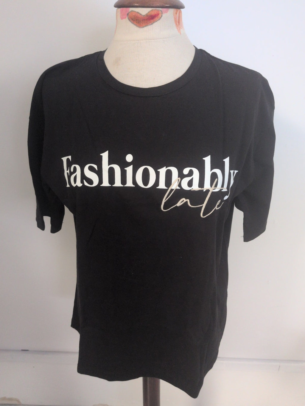 F&F 14 Black Print Short Sleeve T-shirt Fashionably