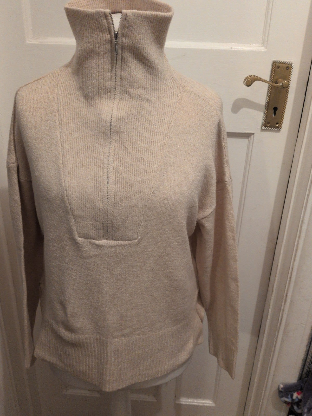 Ladies Brave Soul Small Pale Beige High Neck Jumper Pullover