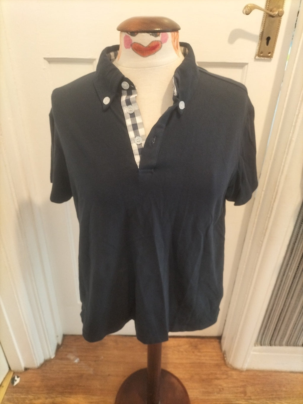 Mens Sttlzmc Size Medium Navy Short Sleeved Polo Shirt