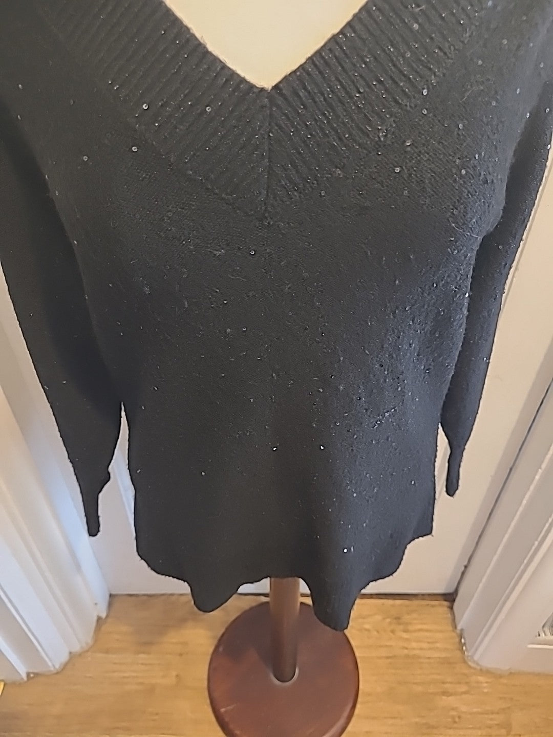 Ladies Primark Size 2XS Black Sequin Long Sleeved Jumper