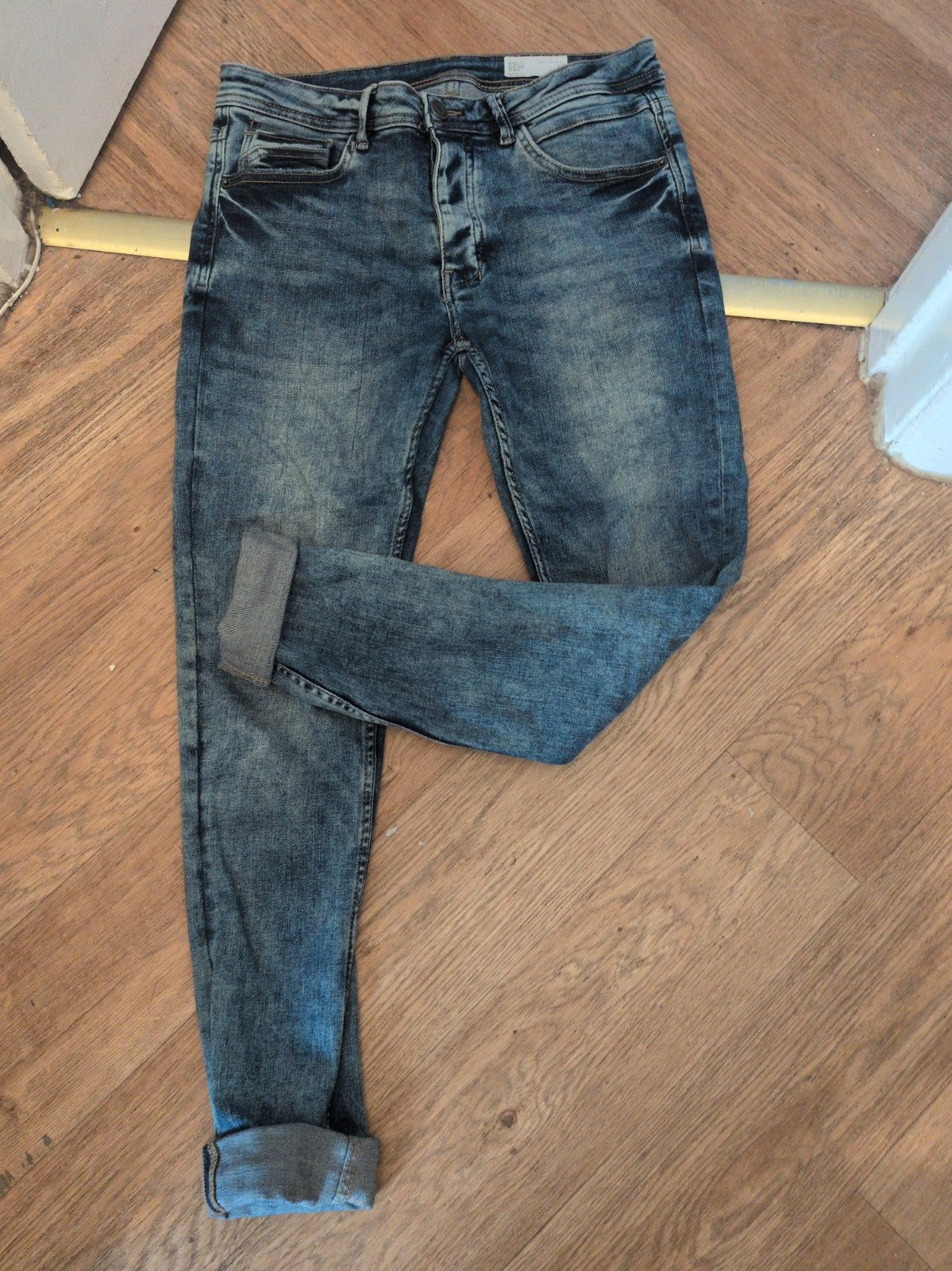 Mens Denim&Co Size 32/32L Skinny Stretch Blue Jeans
