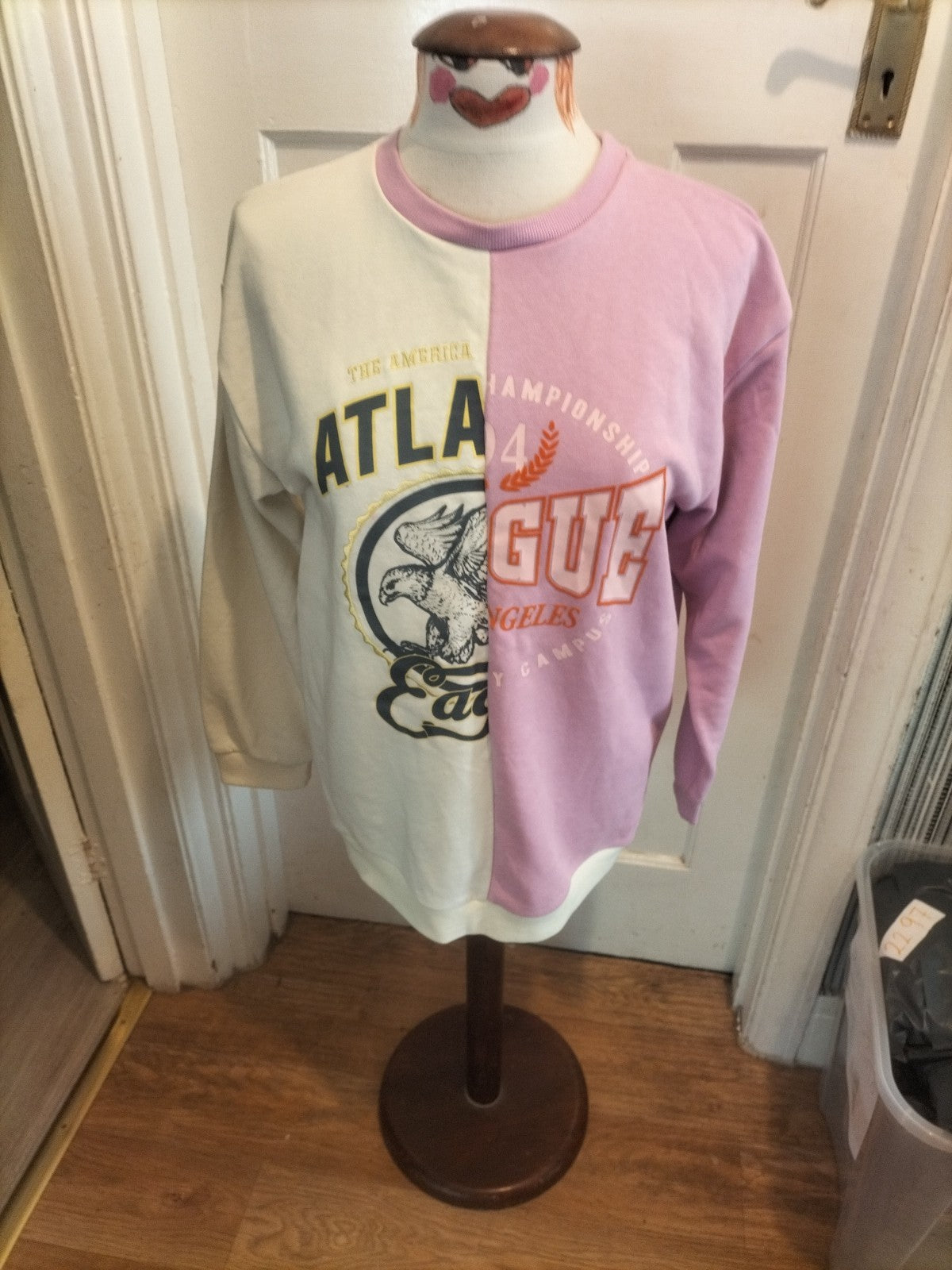 Girls Primark 13-14 Years Pink White American Football Jumper