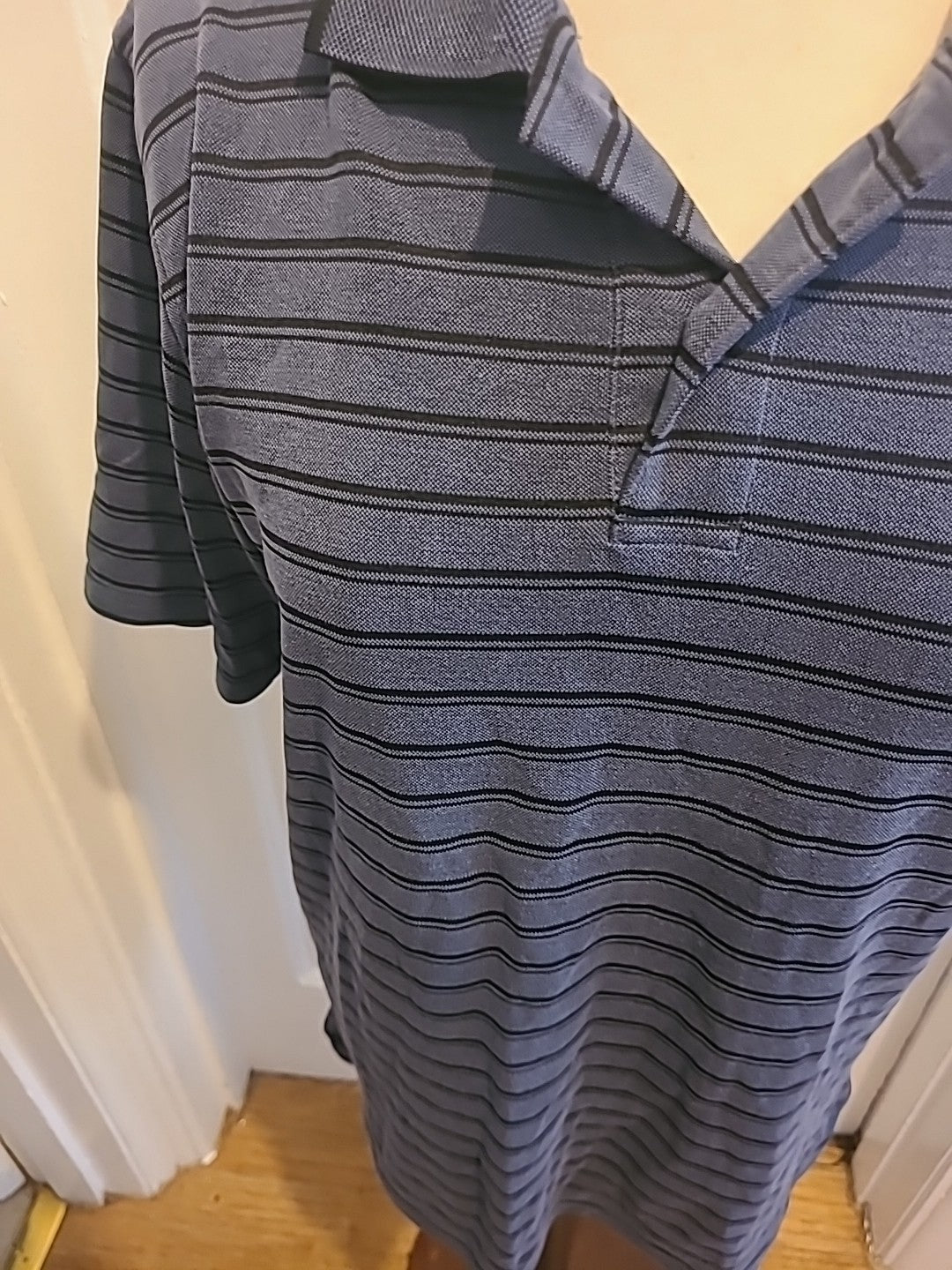 Mens Blue Harbour Golf Size Small Navy Striped Short Sleeved Polo