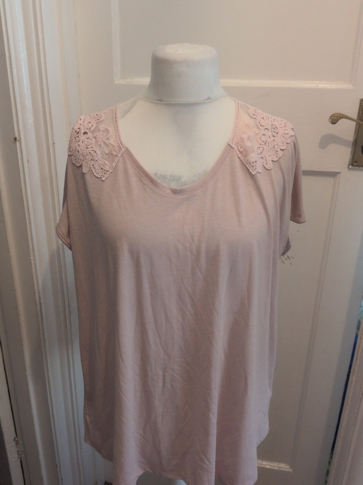 Marks And Spencer 22 Pale Pink  Short Sleeve Blouse