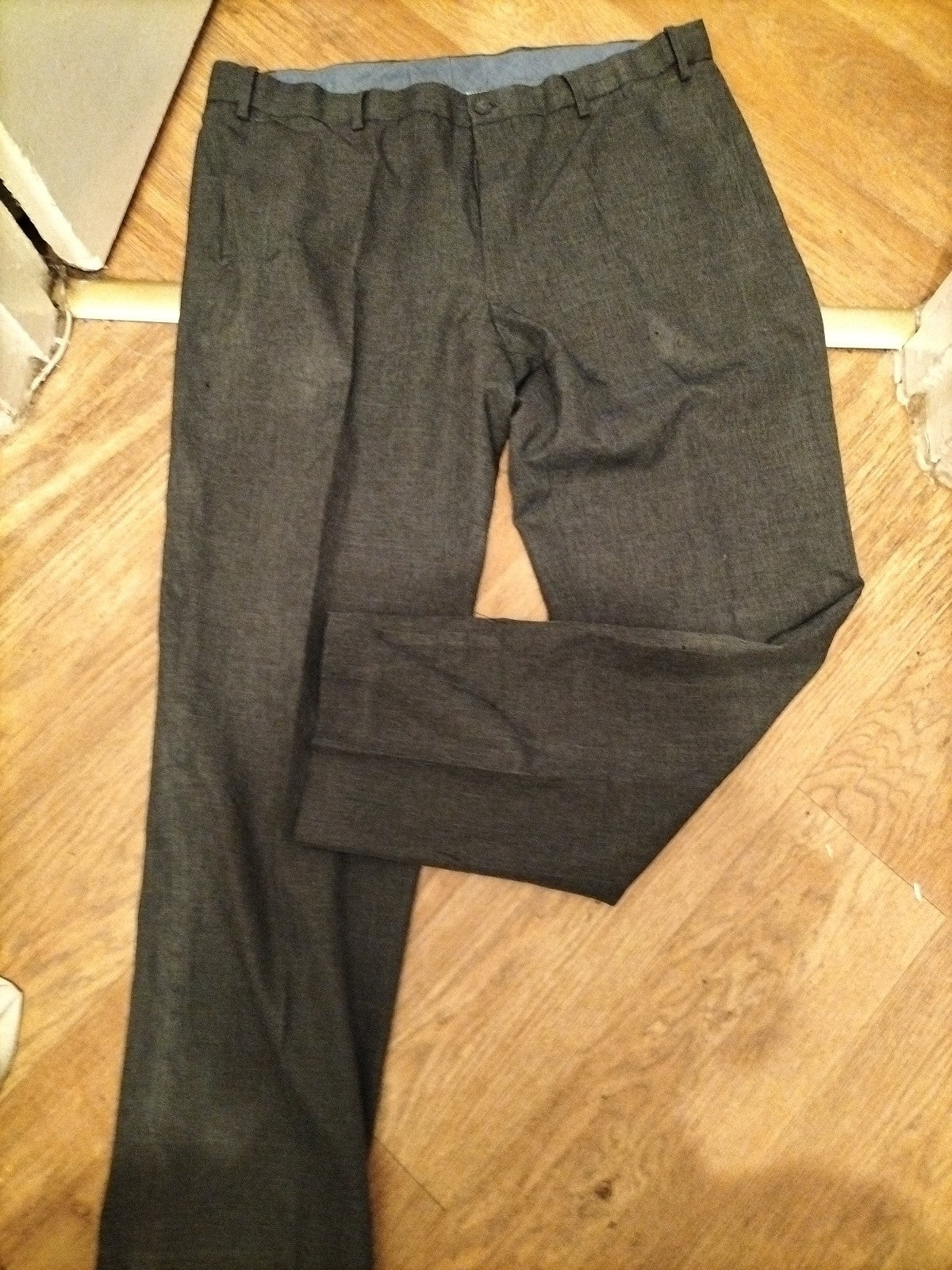 Mens M&S Size 38Rx31 Grey Smart Trousers