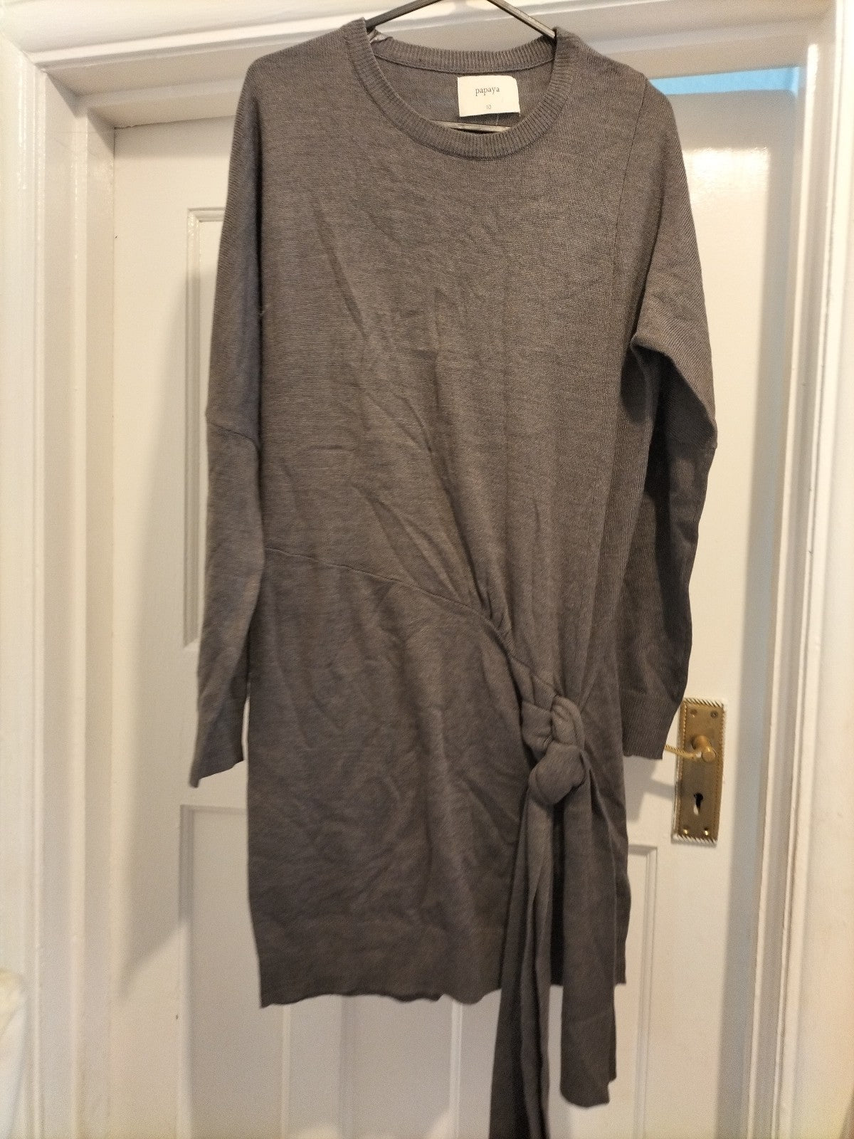 Ladies Papaya Size 10 Grey Long Sleeved Lightweight Jumper Dress