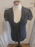 Ladies M&Co Size 10 Navy White Red Short Sleeved Tshirt